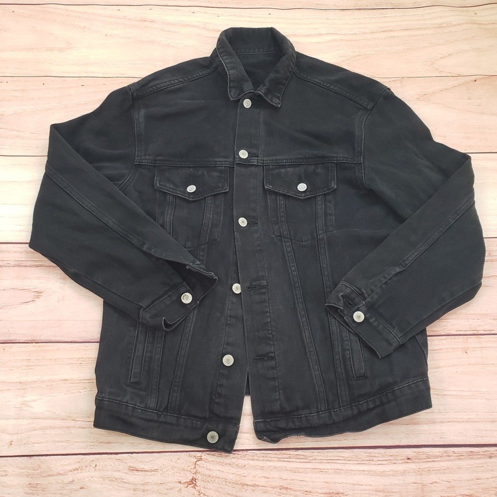 Brandy Melville Jacket Women One Size Black Denim Button Jean Motorcycle Trucker